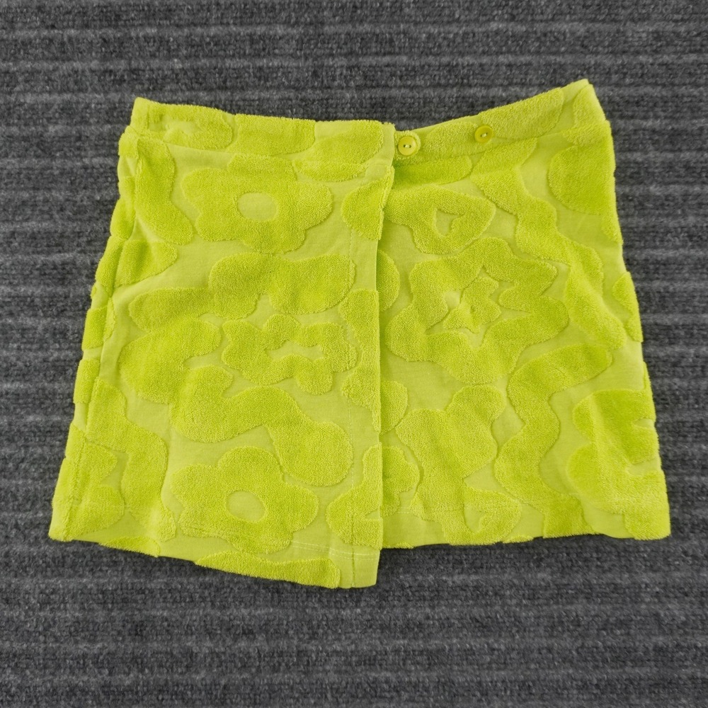 Jaded London Skort Women 6 Lime Green Floral Terry Cloth Wrap Front